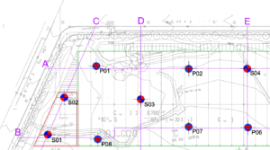 plano de situación de reconocimientos sobre planta de topografía